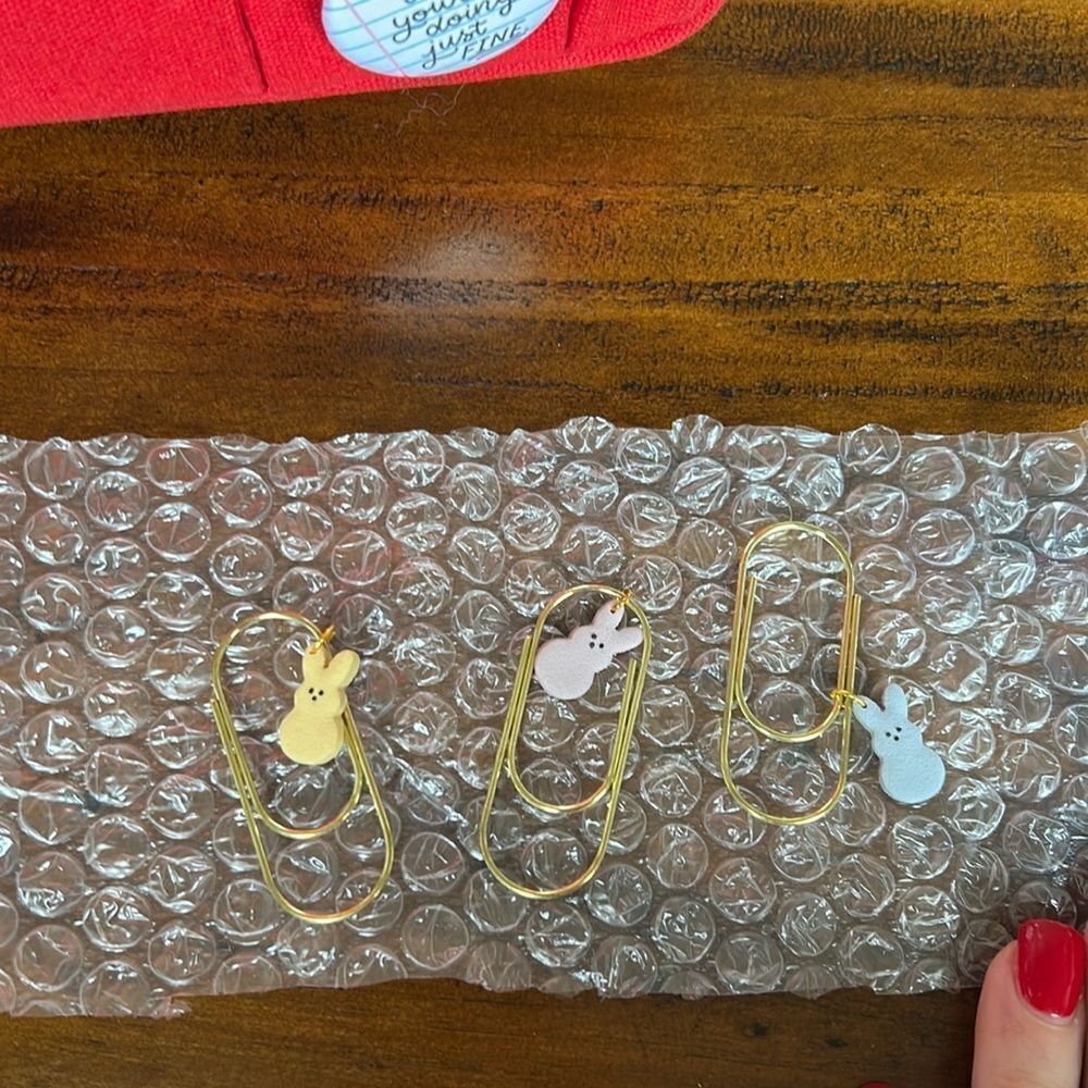 Gold color clip with bunny pendant NEW 
3 colors to choose journaling